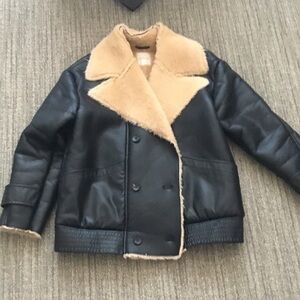 Avec Les Filles Tan Shearling Jacket